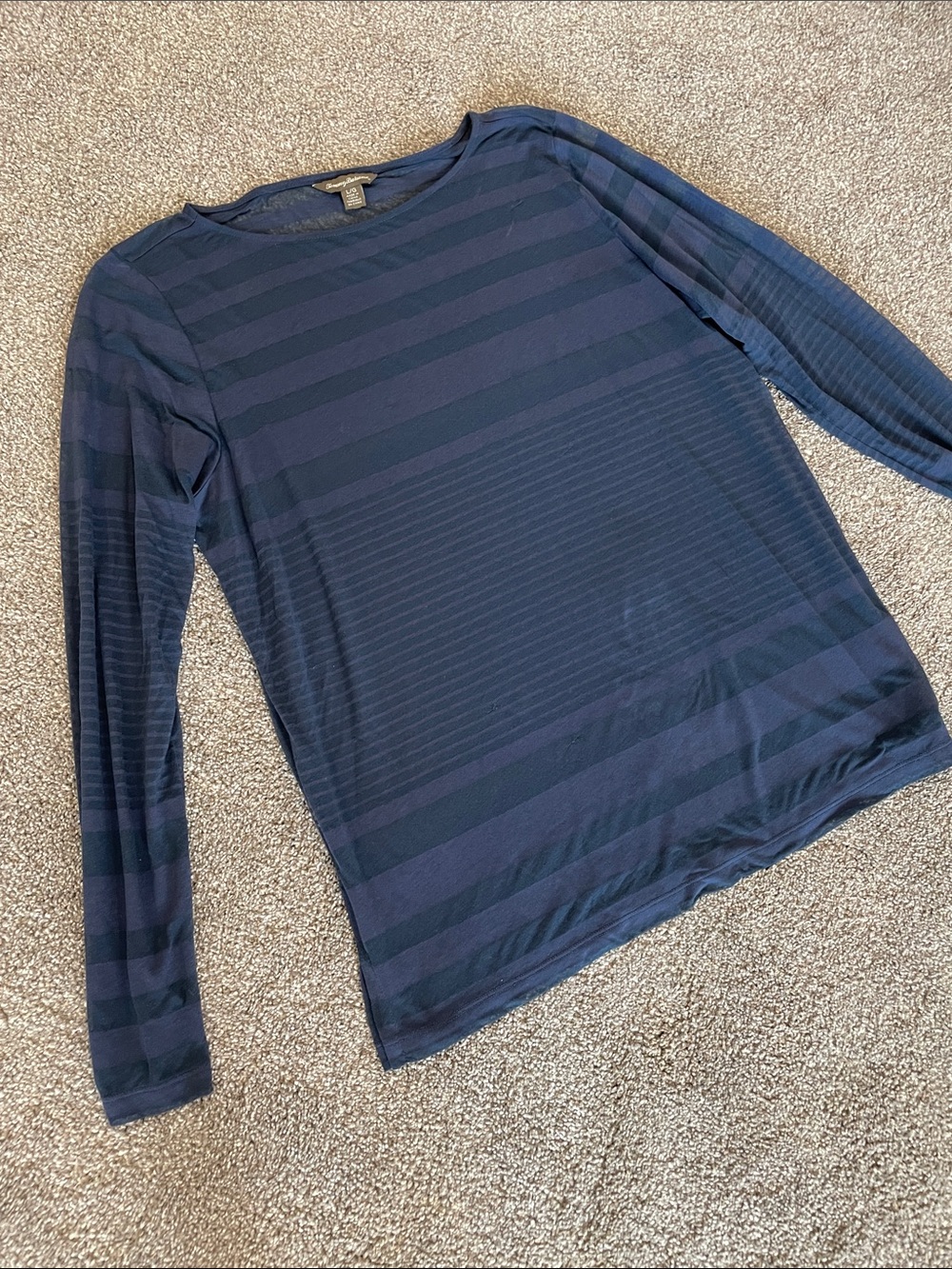 Tommy Bahama Navy and Dark Navy Striped Long Sleeve Shirt